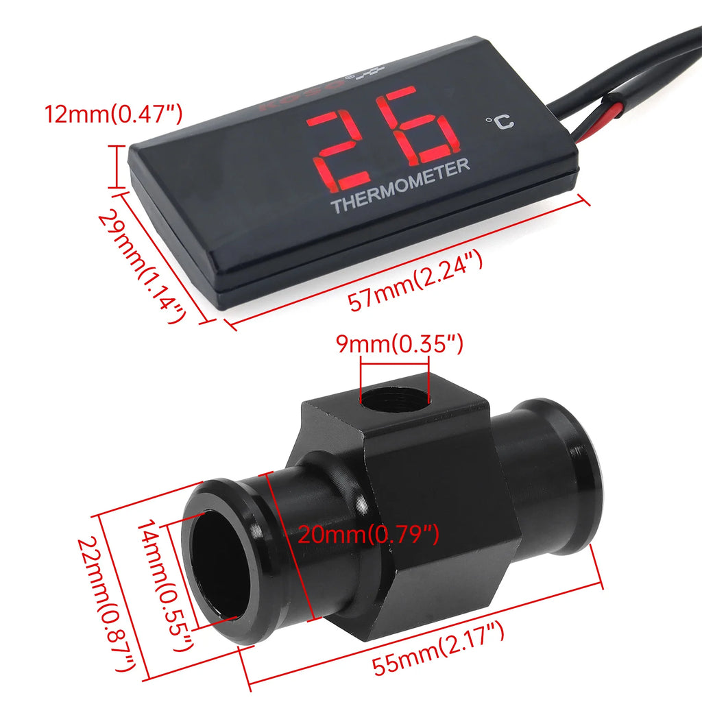 LCD Digital Motorcycle Thermometer Gauge Universal Water Temp Adapter Moto Racing Accessories for XMAX250 300 NMAX CB 400 CB500X