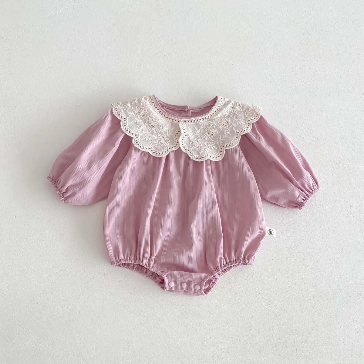 Korean Fashion Baby Romper Newborn Bodysuit Lace Peter Pan Collar Long Sleeves Infant Girl Jumpsuit 0-2yrs