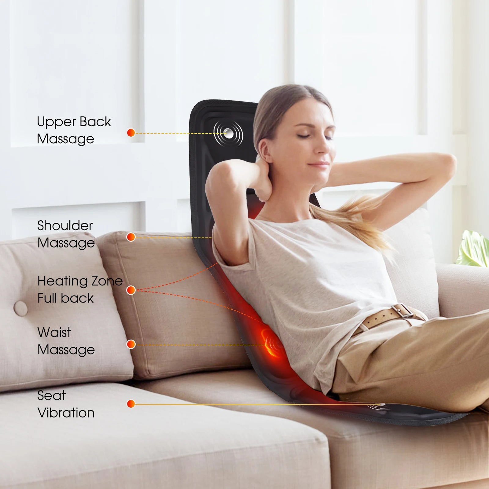 Electric Heating Back Waist Massager Shoulder Back Vibration Massage Mat for Chair Sofa Car Office Home Back Massage Hot Pad