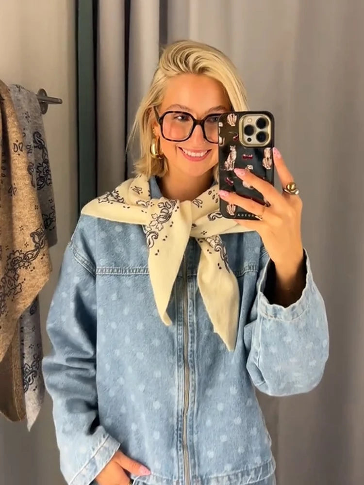 Fashion Printed Knitted Women's Scarf Triangle Shape Soft Breathable Decorative Neck Wrap Chic 2026 Autumn New Daily Ladies Wear