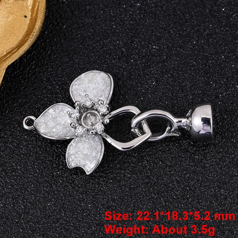 Juya 18K Gold Plated Decorative Fasteners Connector Locks Pearls Clasps Accessories For DIY Needlework Beads Jewelry Making