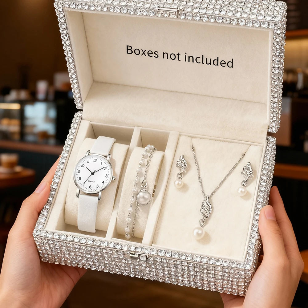 5Pcs Ladies' Elegant Fashion Watch Set, Ideal Gifts For Friends & Family On Valentine's Day, Easter, Ramadan And Birthdays.