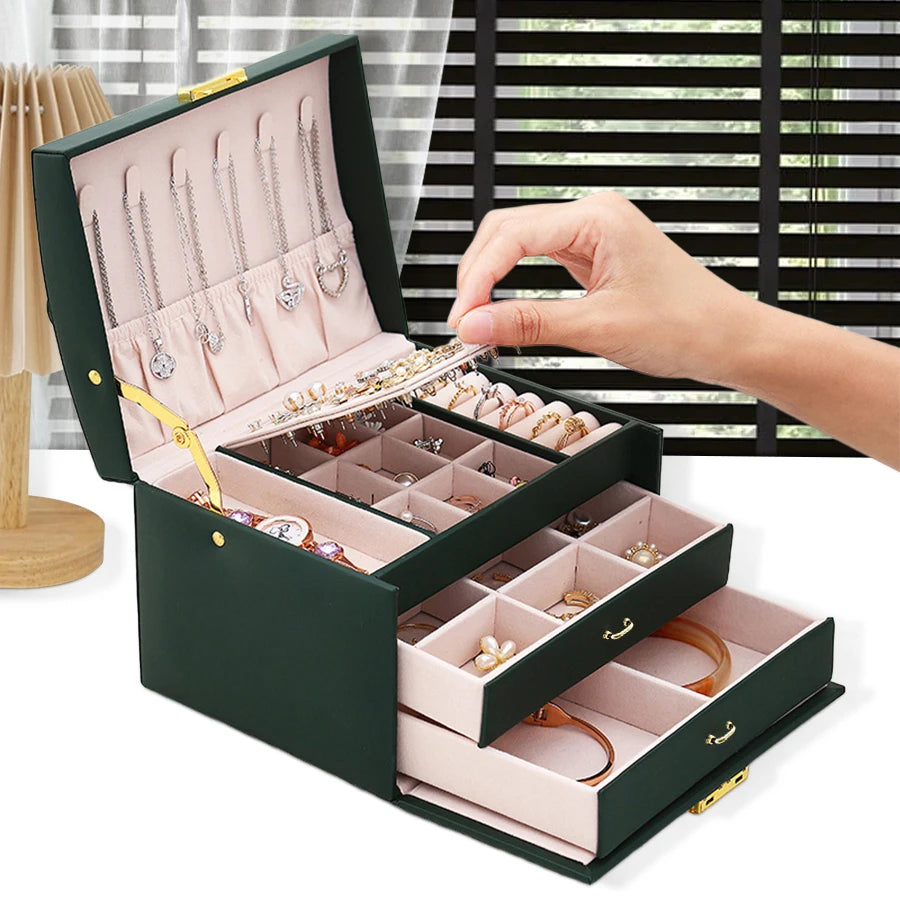 1Pc, Lock Arch Three-Layer Jewelry Box, Suitable for All Kinds of Jewelry Storage Bags