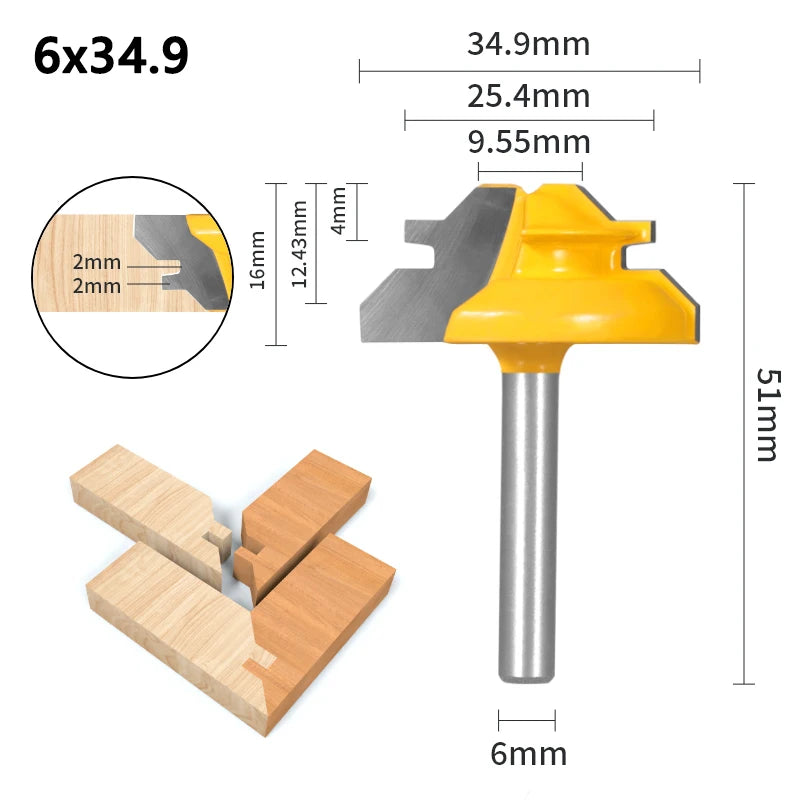 1Pc 45° Degree Lock Miter Router Bit Woodworking Milling Cutter For Wood Tools