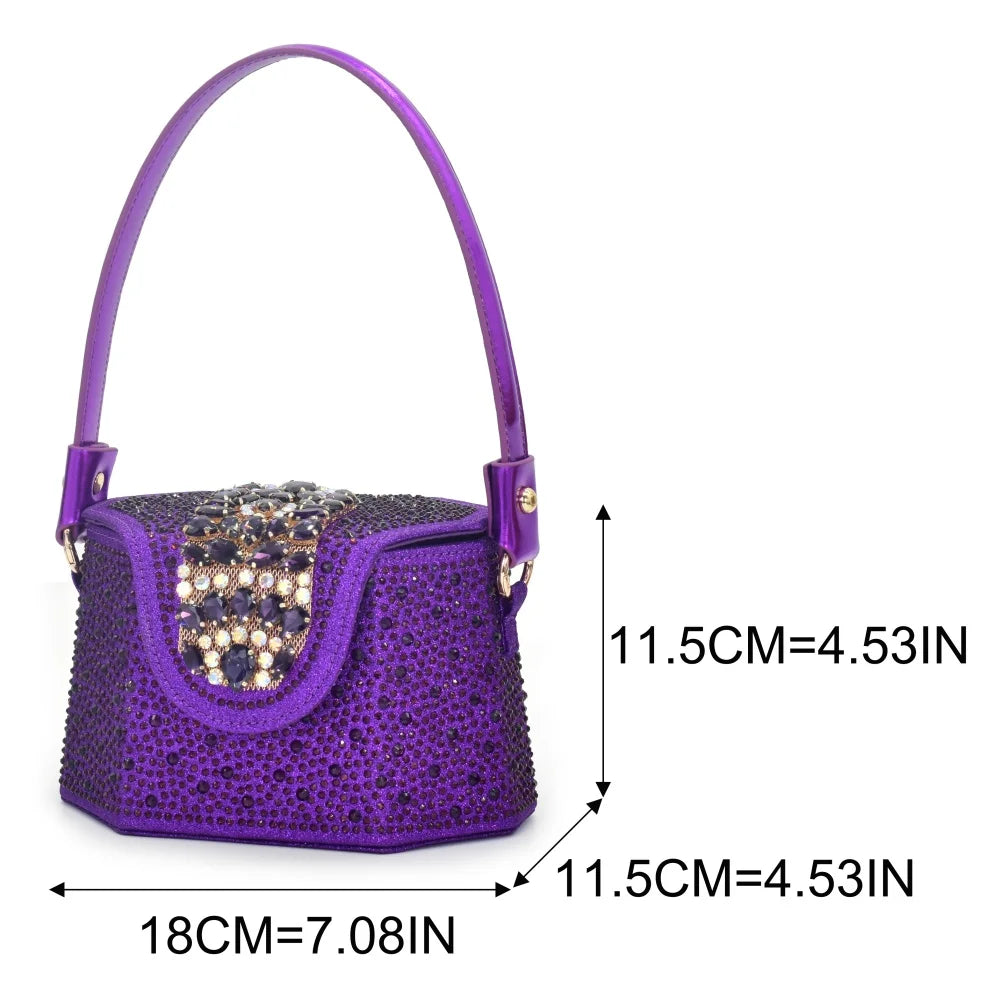 Latest Design Women Nigerian Italian Shoes and Bags Set Decorated with Rhinestone Shoes for Women and Bag 2026 Designer Luxury