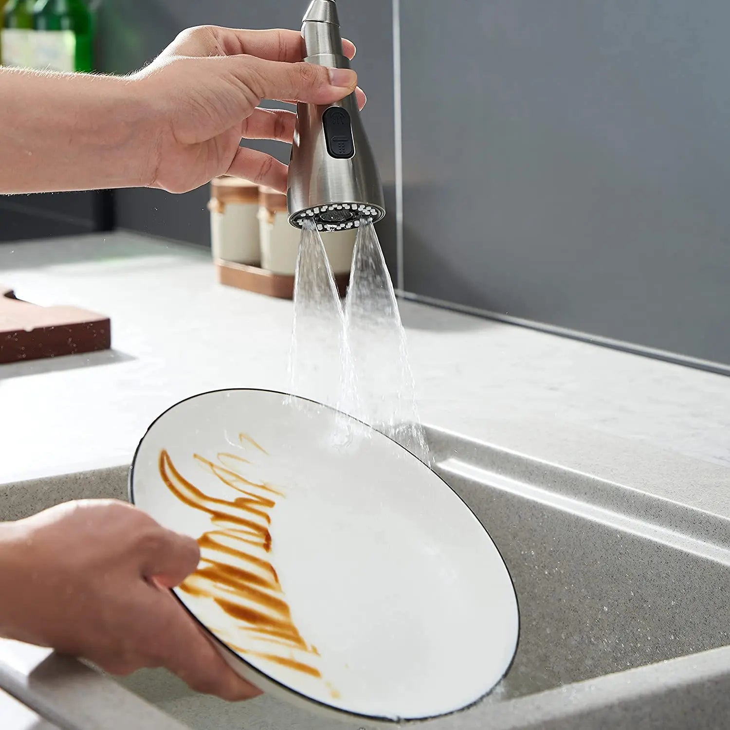 Premium Kitchen Pull Out Faucet Sprayer, 3 Modes ABS Water Saving Basin Sink Shower Head for 1/2" Connection