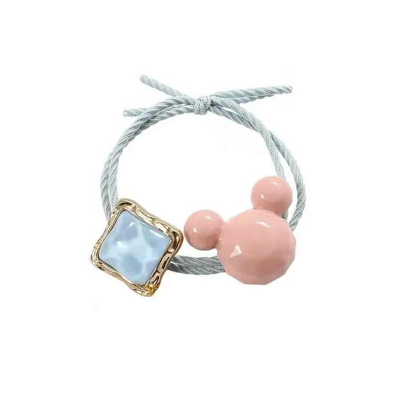 5/10/20PCS Resin Mouse Hair Tie Sweet Hair Ring Square Hair Rope Cute Elastic Ponytail Holder Hair Accessories Women