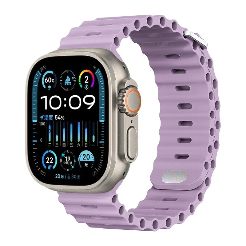 Ocean Silicone Strap For Apple Watch UItra 3 1 2 49mm 10 9 8 7 11 46mm 42mm 45mm 41mm Bracelet Wristband iWatch 6 5 4 SE3 44mm