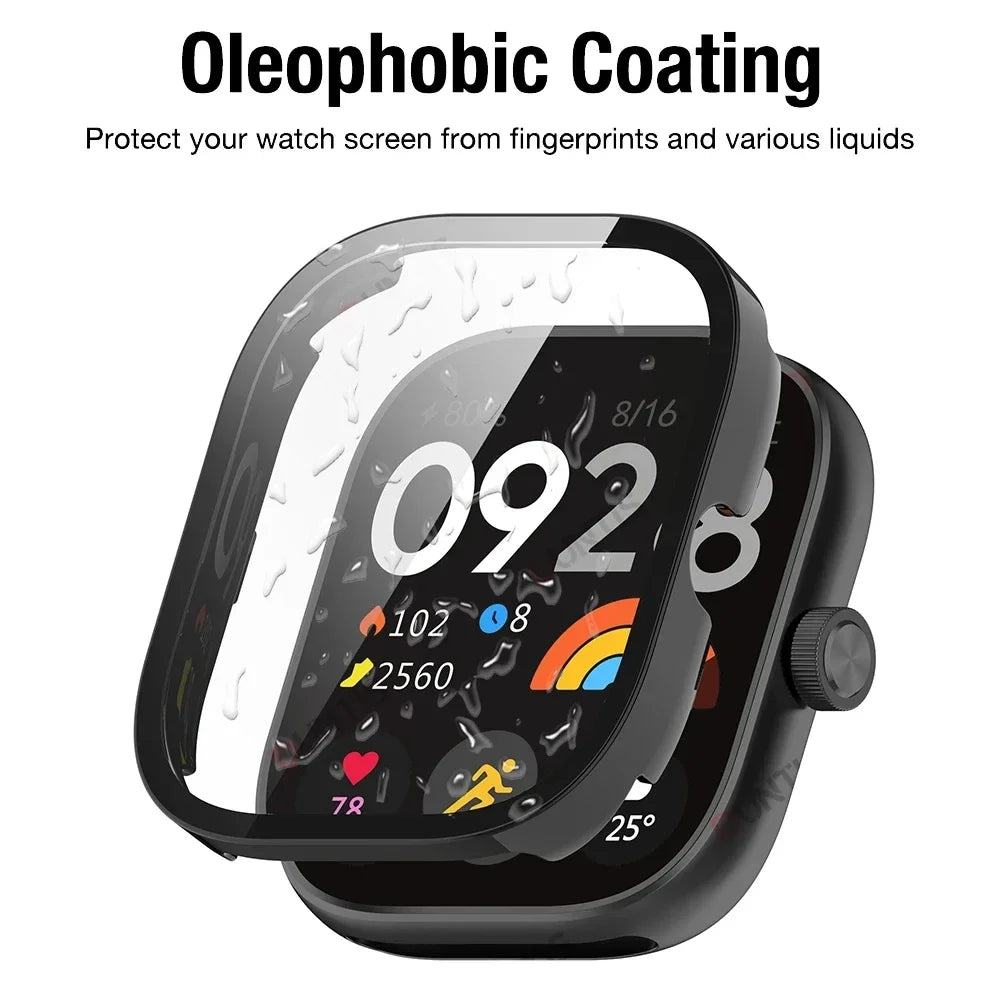 PC Case+Glass for Xiaomi Redmi Watch 4 3 Tempered Glass Anti-scratch Film Bumper Protective Cover for Redmi Watch 3 Active/3Lite