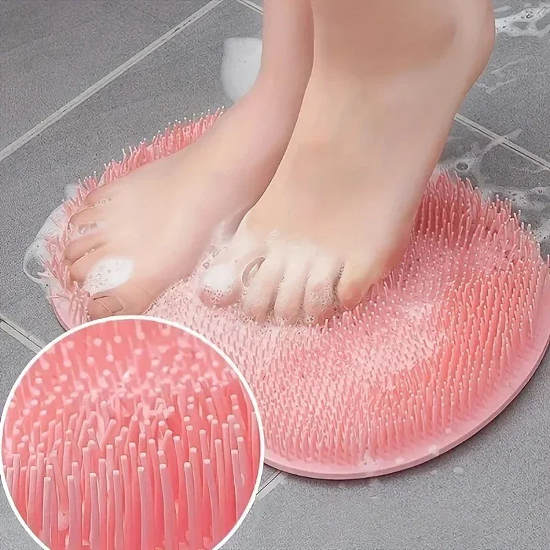 Foot Wash Mat Silicone Sponge Body Brush in The Shower Reusable Wall Mounted Back Silicone Bath Foot Massage Pad Shower