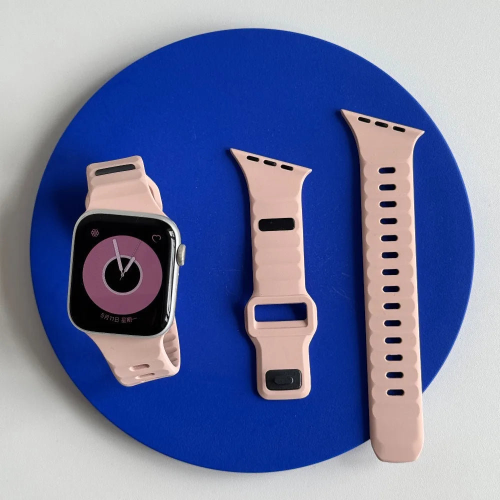 Silicone Sport Strap For Apple Watch Band Ultra 49mm 40mm 41mm 44mm 45mm 46mm correa bracelet iwatch Series 12 11 10 9 8 7 6  se