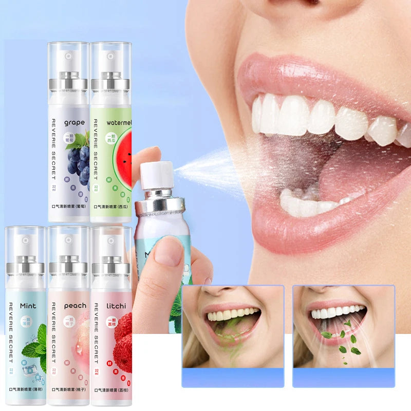 Convenient Breath Refreshing Spray, Various Fruit Flavors, Alcohol Free, Breath Care, Suitable for Dating and After Dinner