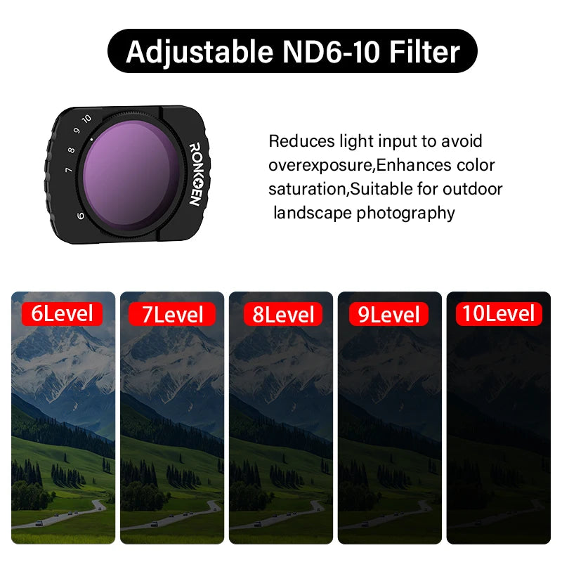 Ronkoen Magnetic ND/CPL Filter Set For DJI OSMO Pocket 3 Creator Combo Accessories, Action Camera Neutral Density Filters