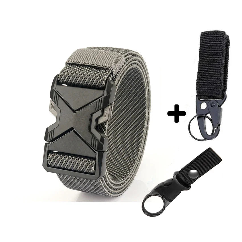New Quick Release Metal Pluggable Buckle Tactical Belt Breathable Elastic Military Belts For Men Stretch Pants Waistband Hunting