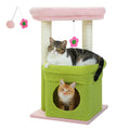 Cat Tree Cat Tower with Cozy Condo, Wide Top Perch,Natural Sisal Posts, Soft Plush,Playful Pom-Pom Suitable for 1-2 Indoor Cats