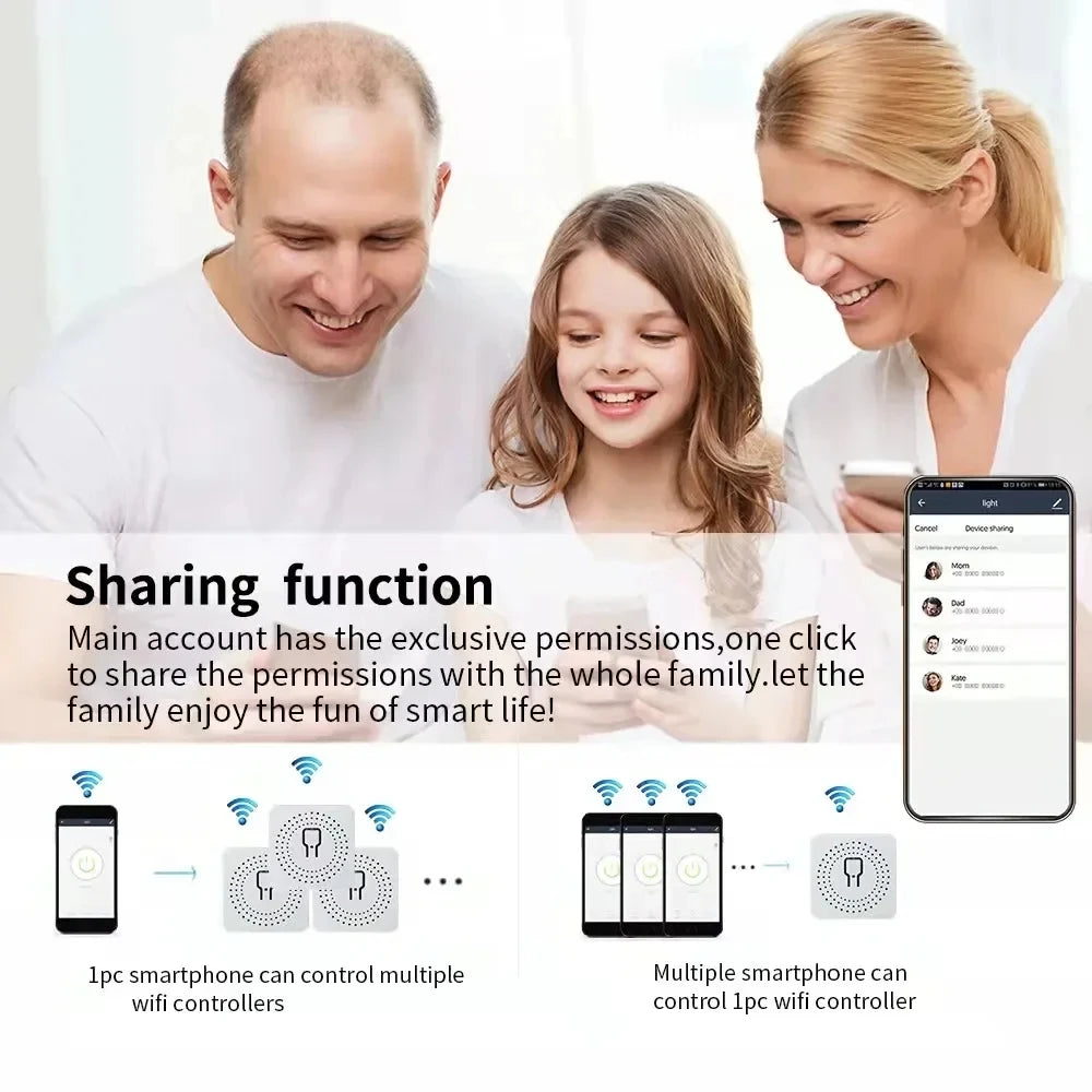 16A Mini Wifi Switch DIY Smart Home 2-way Control Relay Smart LIfe APP Control Remotely Timer Works With Alexa Google Home
