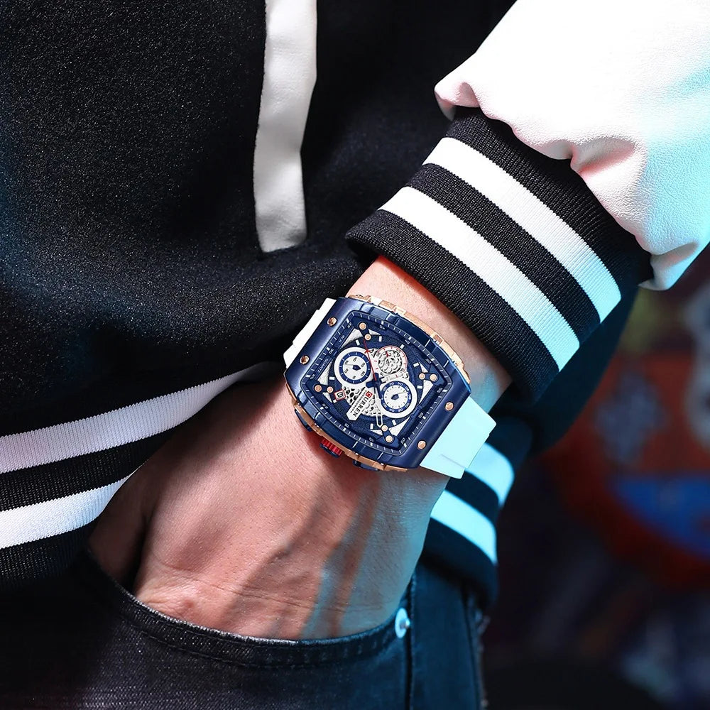CURREN 8442 Top Brand Men's Watches Luxury Square Quartz Wristwatch Waterproof Luminous Chronograph Watch for Men Date Clock