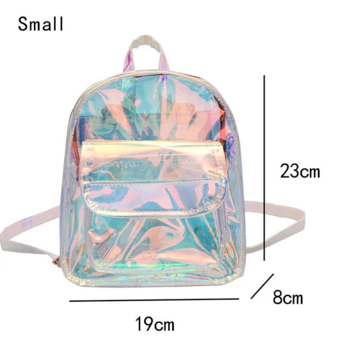 PVC Transparent Clear Women Backpack Ita Bag Harajuku School Bag For Teen Girls Rucksack Kawaii Backpack Holographic Backpack
