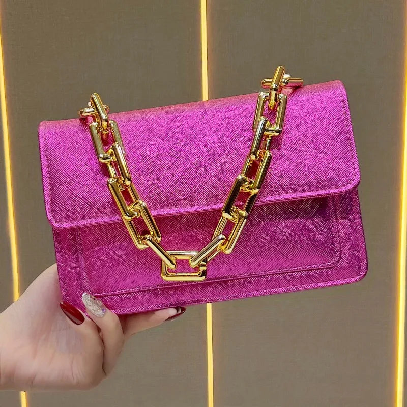 New Evening Women's Bags Luxury Brand Shiny Leather Dinner Party Women's Handbags Fashionable Women's Shoulder Crossbody Bags