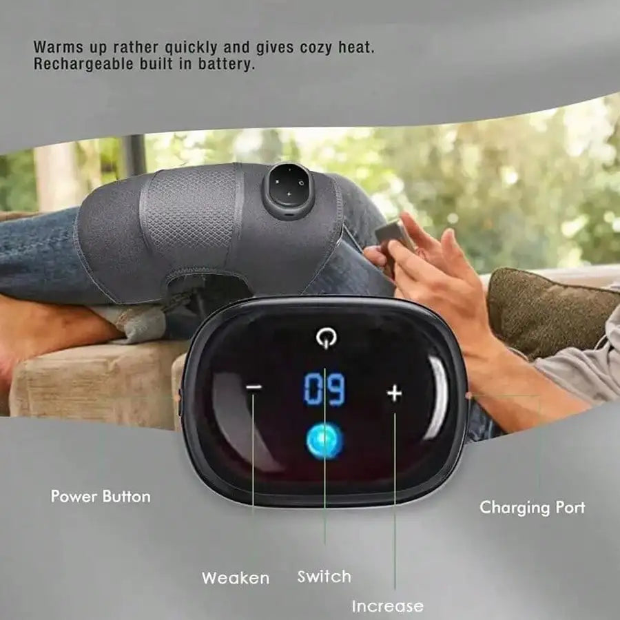 2026 Heated And Vibrating Knee Massage Pad, Intelligent Button, Adjustable Multi-Level, LED Display rechargeable