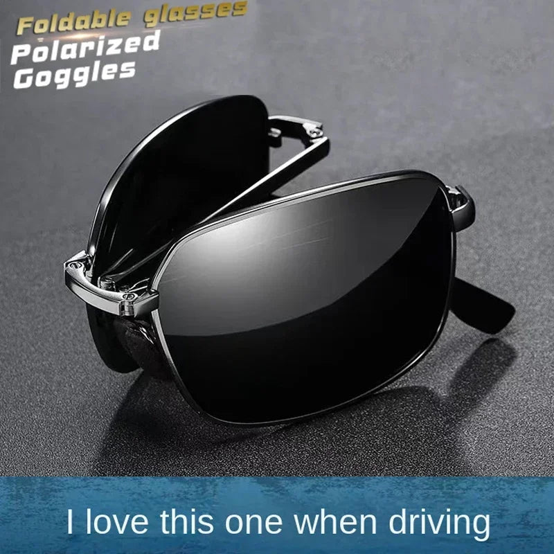 2023 New High-quality Fashion Foldable Polarized Sunglasses Men Women Vintage Portable Folding Metal Frame Sun Glasses UV400