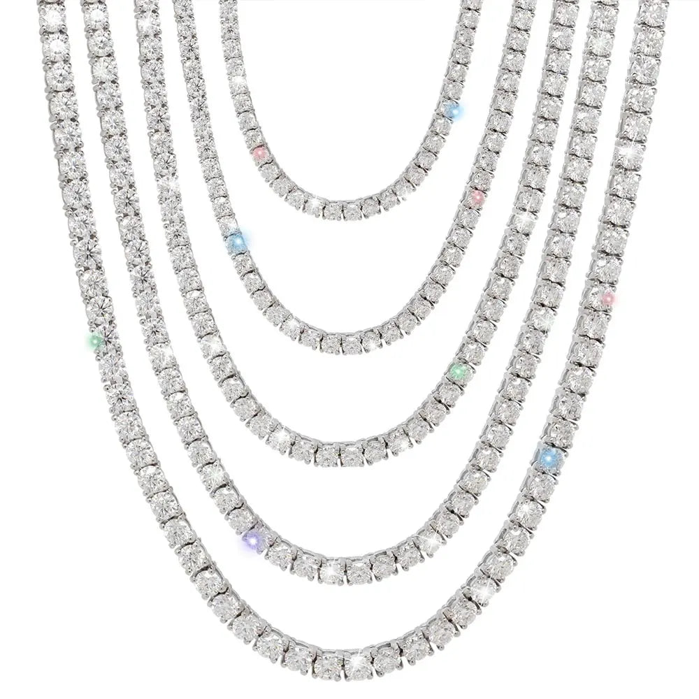Kanolan GRA Certified Moissanite Tennis Necklace D VVS1 2/3/4/5/6.5mm 925 Sterling Silver Wedding Tennis Necklaces for Women Man