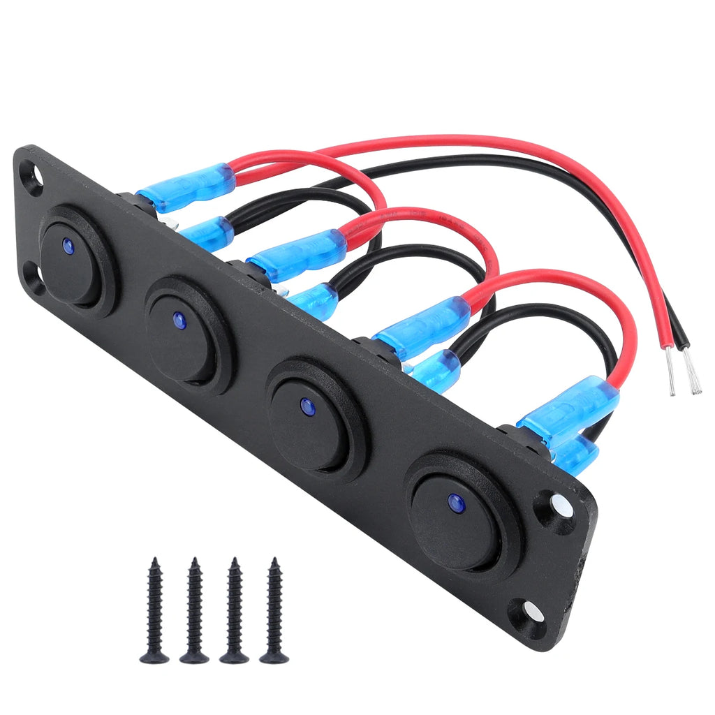 20A Blue Circular Joystick Switch Panel with 3-Pin Aluminum Waterproof 12V, Suitable for Cars, Trucks, Boats, RVs, Yachts, Etc
