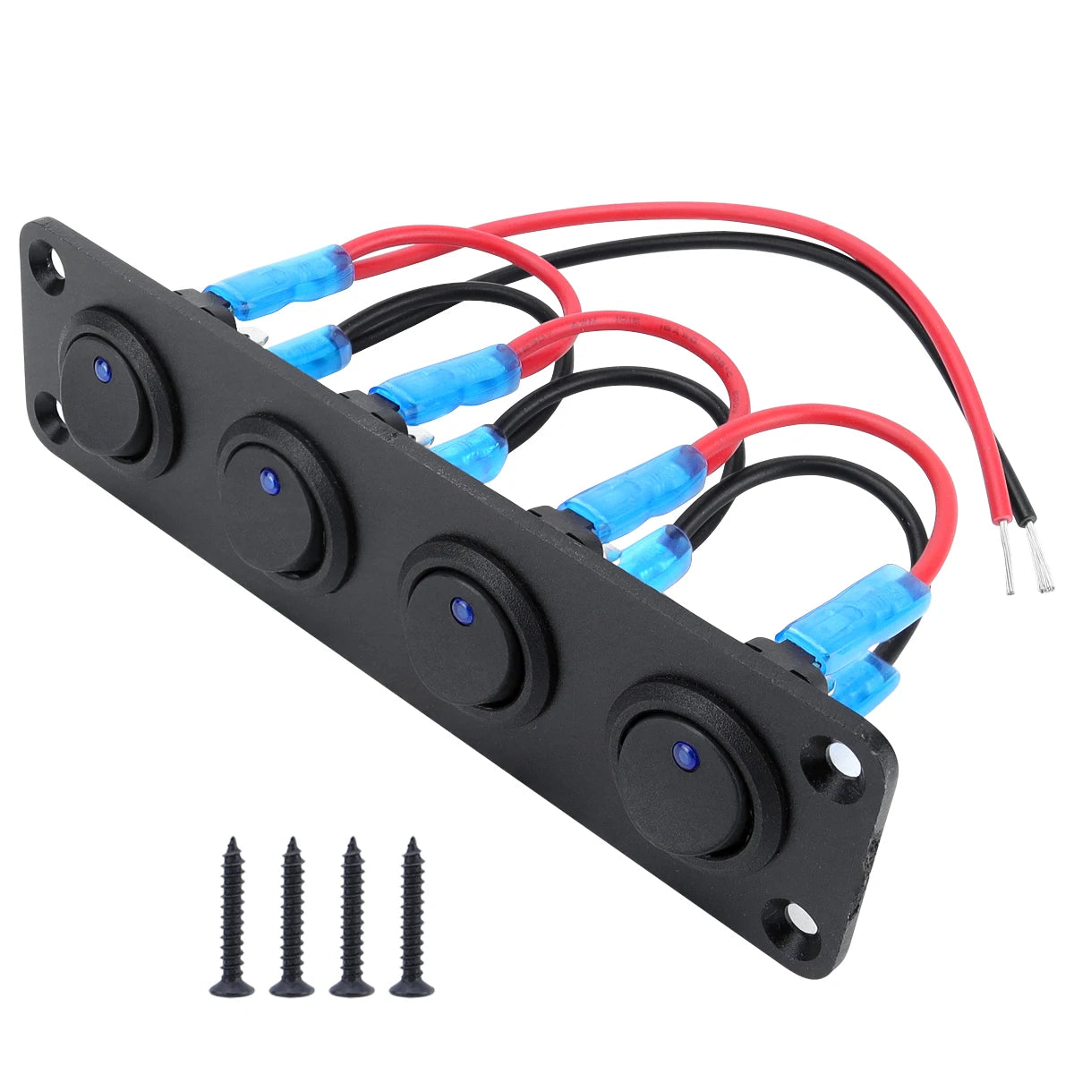 20A Blue Circular Joystick Switch Panel with 3-Pin Aluminum Waterproof 12V, Suitable for Cars, Trucks, Boats, RVs, Yachts, Etc