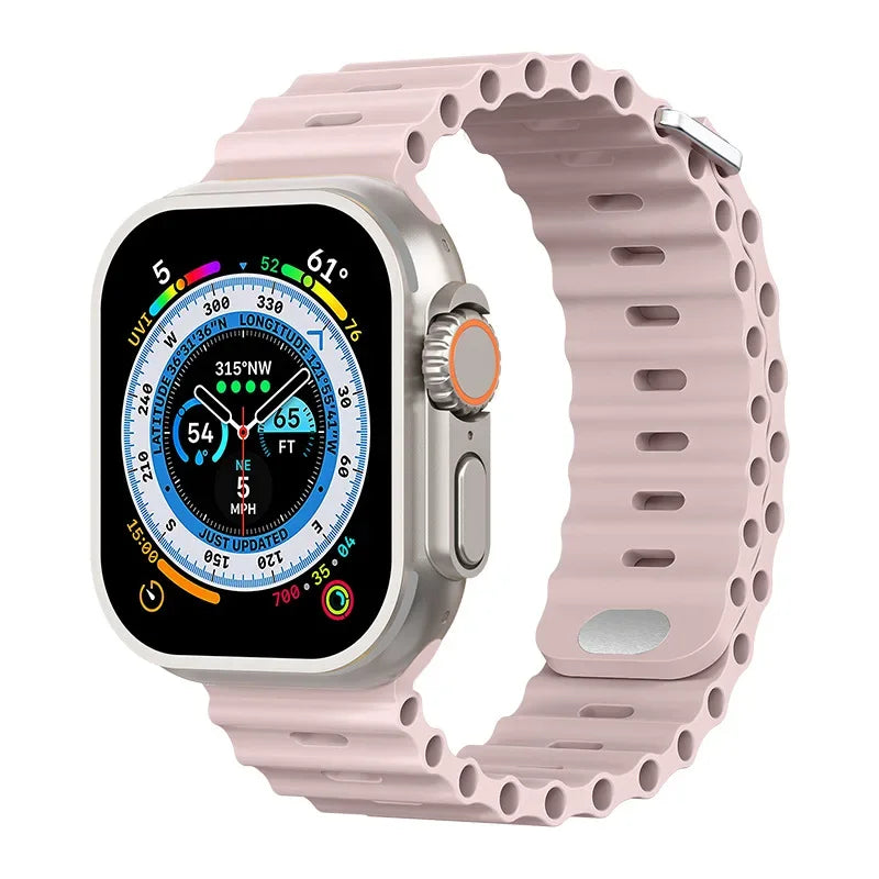 Ocean Strap For Apple Watch Ultra 3/2 Band 49mm 11 10 9 8 7 46mm 45mm 41mm Silicone Bracelet Belt iWatch 6 5 4 SE 44mm 42mm band