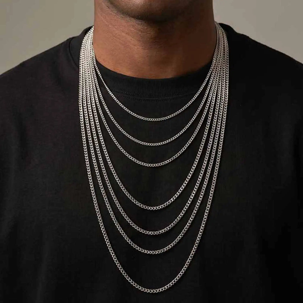 Vnox 45/50/55/60/65/70/80cm Silver Gold Color Link Chain Classic Necklace for Men, Stainless Steel Fashion Daily Jewelry Gift