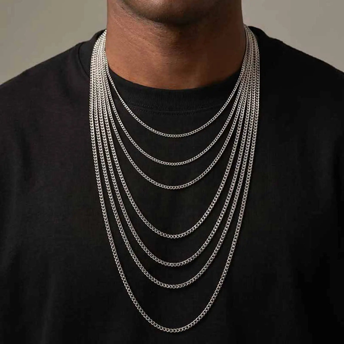 Vnox 45/50/55/60/65/70/80cm Silver Gold Color Link Chain Classic Necklace for Men, Stainless Steel Fashion Daily Jewelry Gift