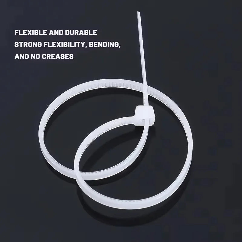 100 PCS Self-locking Plastic Nylon Tie Black Fastening Strap Cable-Tie-Set Cable Zip Tie Fastening Ring Zip Wraps Strap Tie