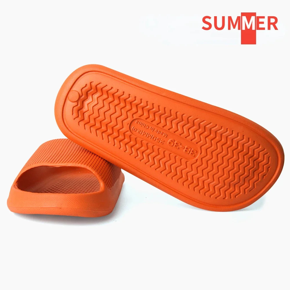 2024 Summer Slippers Flip Flops Women Indoor Home Mute Shoes EVA Soft-soled Shoes Cloud Slides Couple Non-slip Casual Sandals