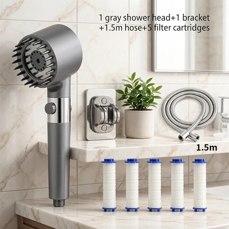 New Ion Drop Shower Head, Portable Filter Shower, Turbo Pressure, Multi Spray Modes, On/Off Switch & Built-in Filter