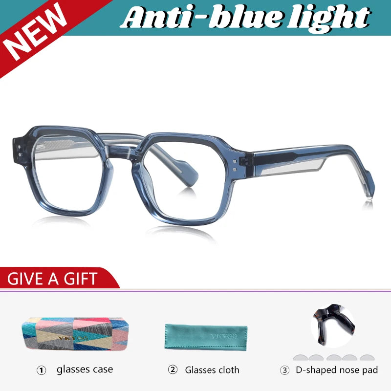 VICKY New Fashion Geometric Square Simple Design Men's and Women's Anti-Blue Light Glasses Customizable Prescription LS105