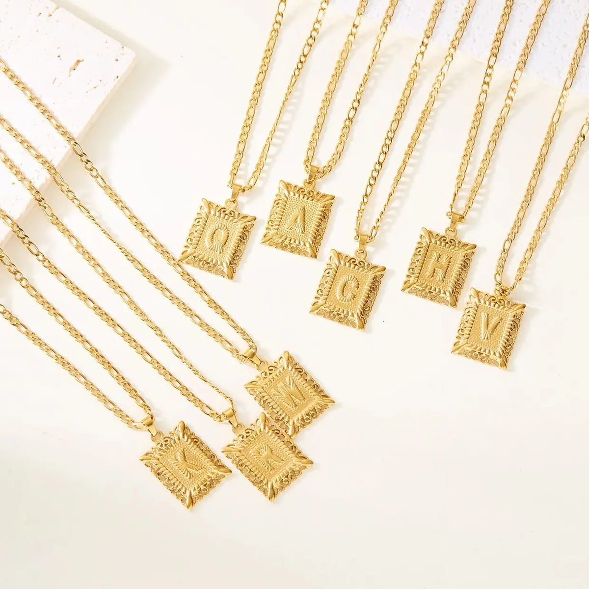 Stainless Steel Initial Letter Necklace For Women Men 2025 New Stylish Square Pendant Necklace Birthday Party Jewelry Gifts