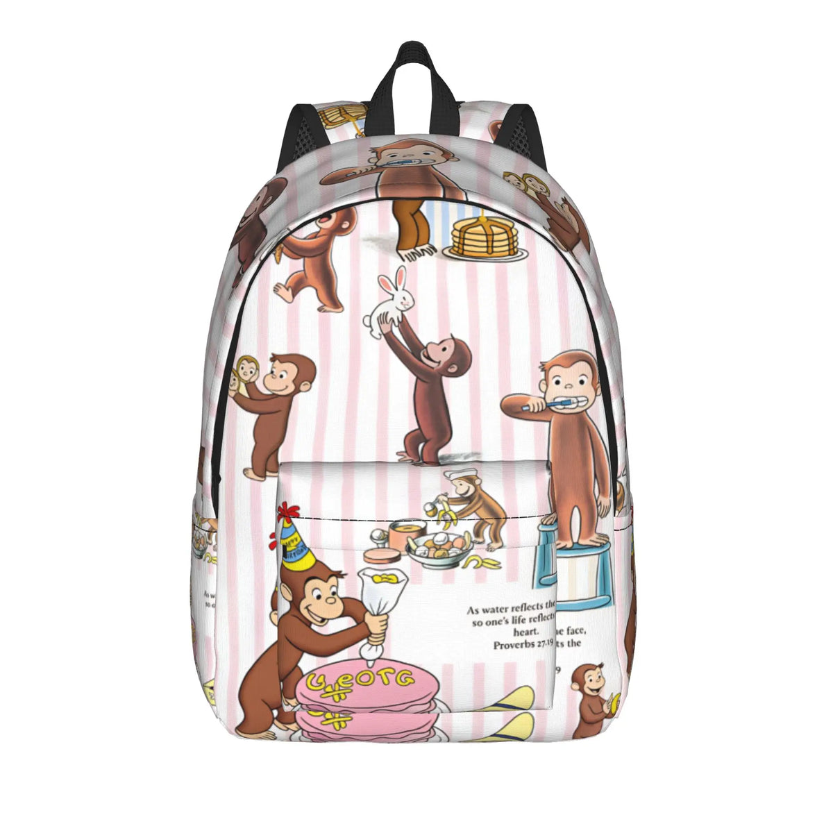 Curious George Swing Banana Stripe Backpack  Outdoor Style Backpacks Women High Quality Large School Bags Streetwear Rucksack