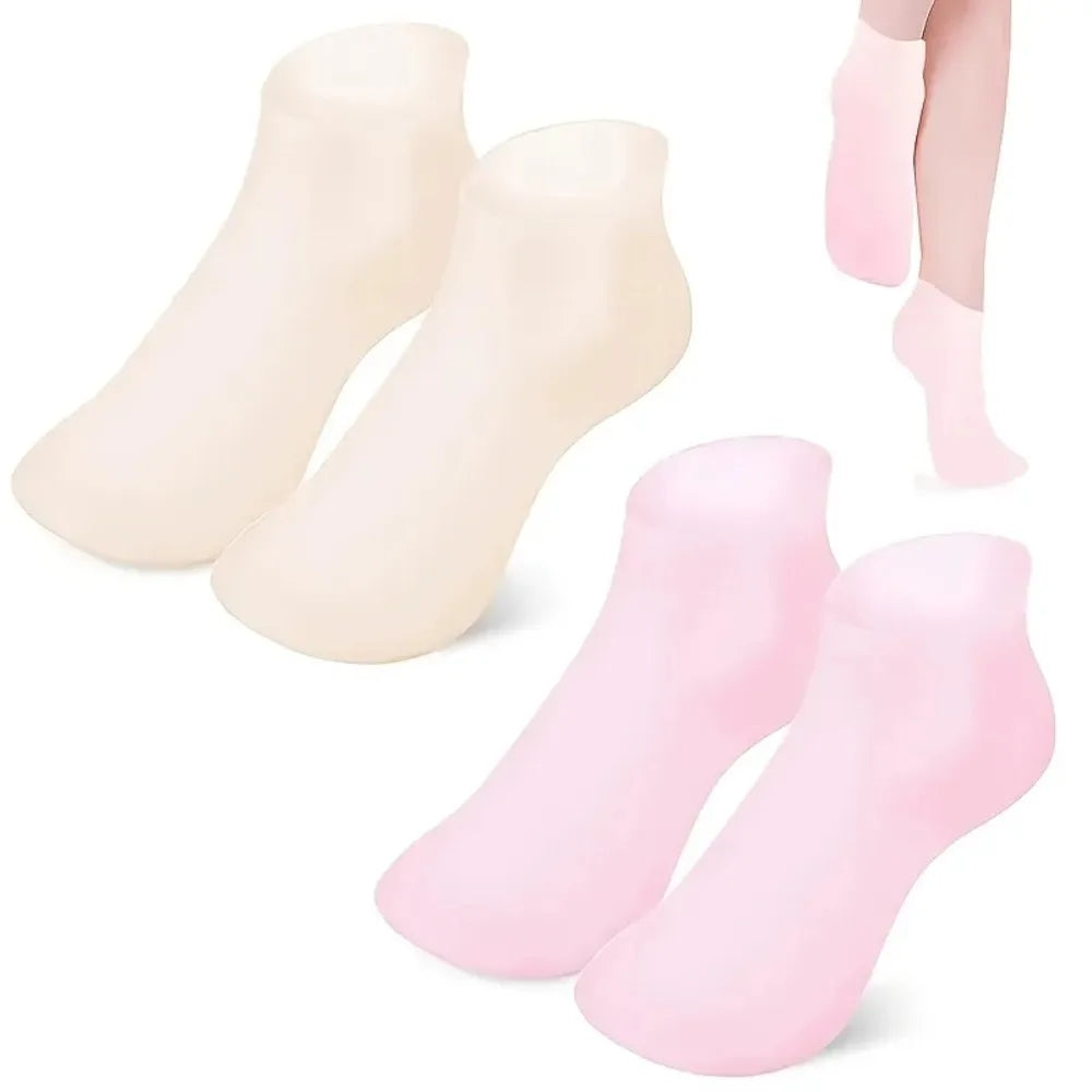 4pcs/2 Pairs Elastic Silicone Moisturizing Foot Socks For Dry Cracked Feet Foot Care Socks Massage Moisturizing