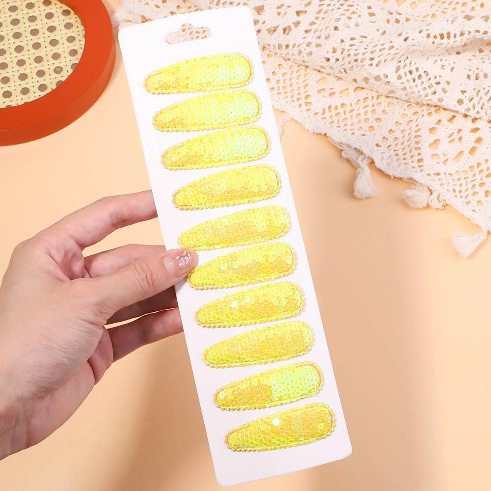 10Pcs/Set Gradient Sequins Metal BB Clips Hair Clips for Kids Handmade Solid Color Hairpins Barrettes Girl Hair Accessories Sets