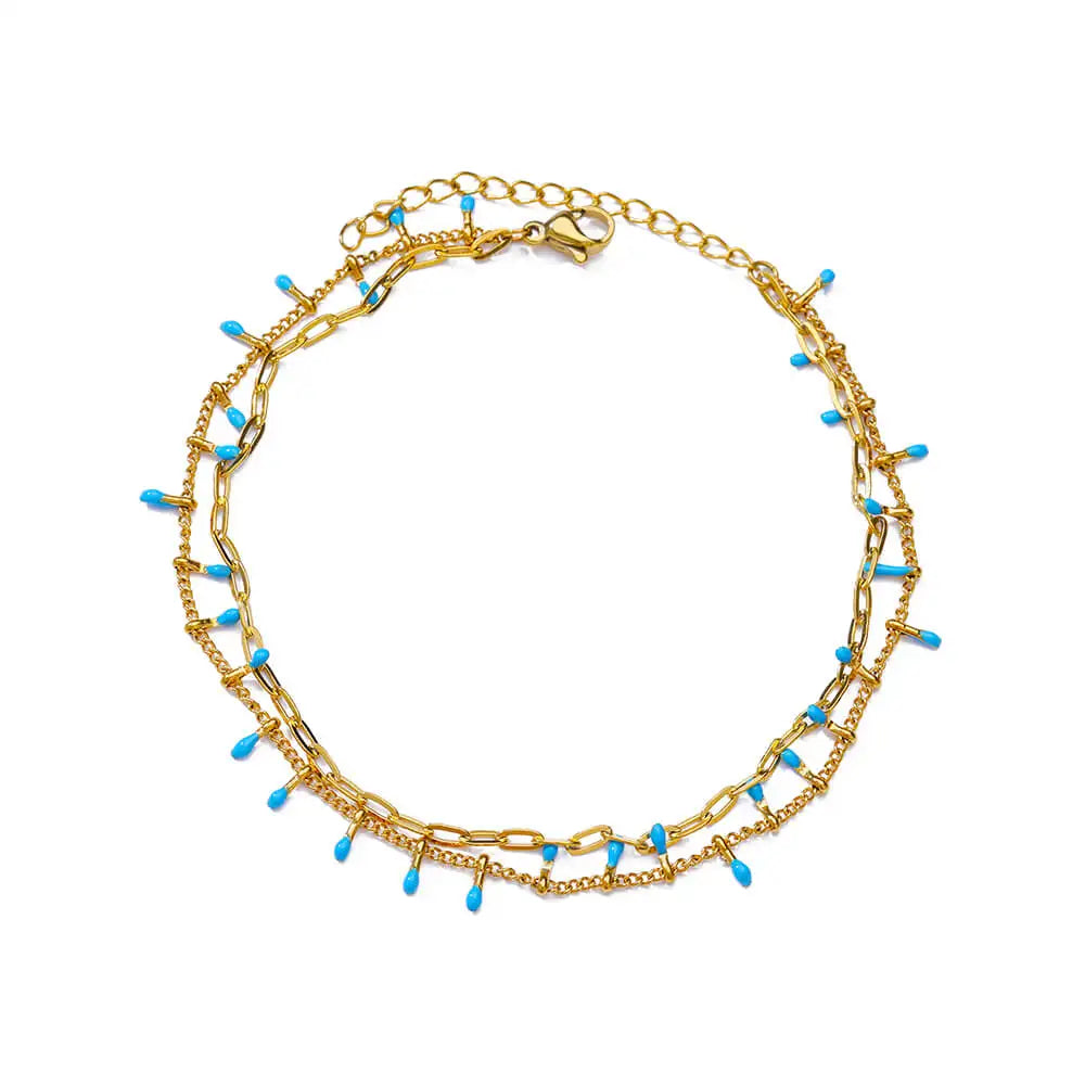 Colorful Boho Drops Anklets For Women Gold Color Stainless Steel Geometric Anklet Luxury Wedding Aesthetic Summer Jewelry Gift