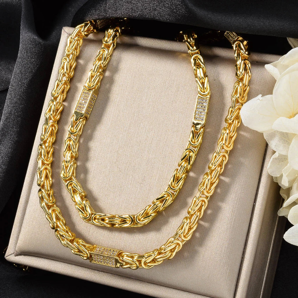 1PC Hot Selling Men's Women's Necklace 5mm Wide Square Hip-Hop Chain Inlaid Exquisite Shiny Zircon Suitable Daily Party Gifts