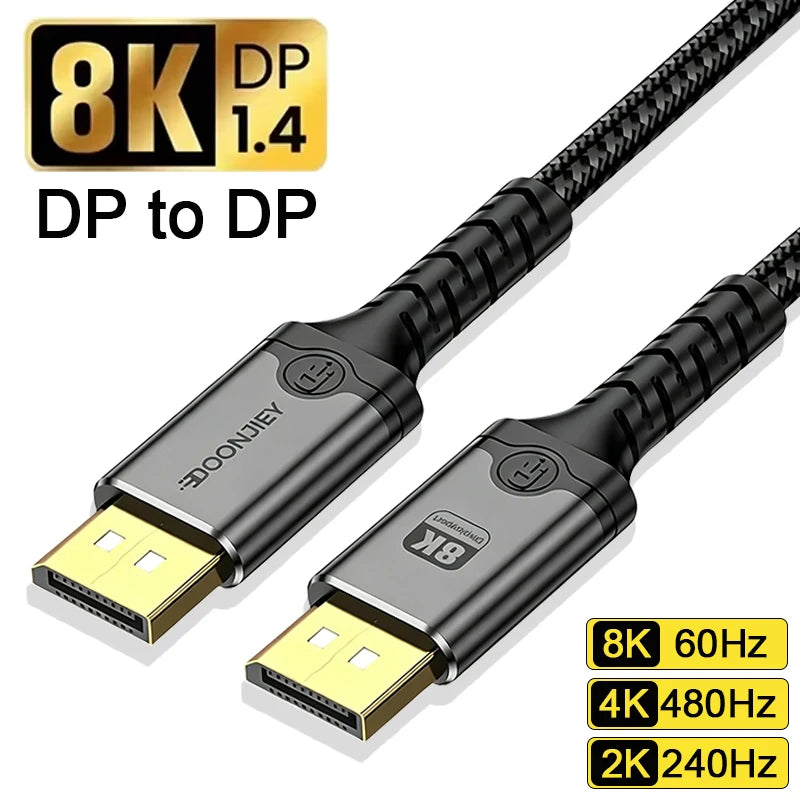 8K Displayport 1.4 Cable Male To Male DP to DP Cable 8K 60Hz HDR 3D High Definition Video Cable For Macbook Laptop Projector