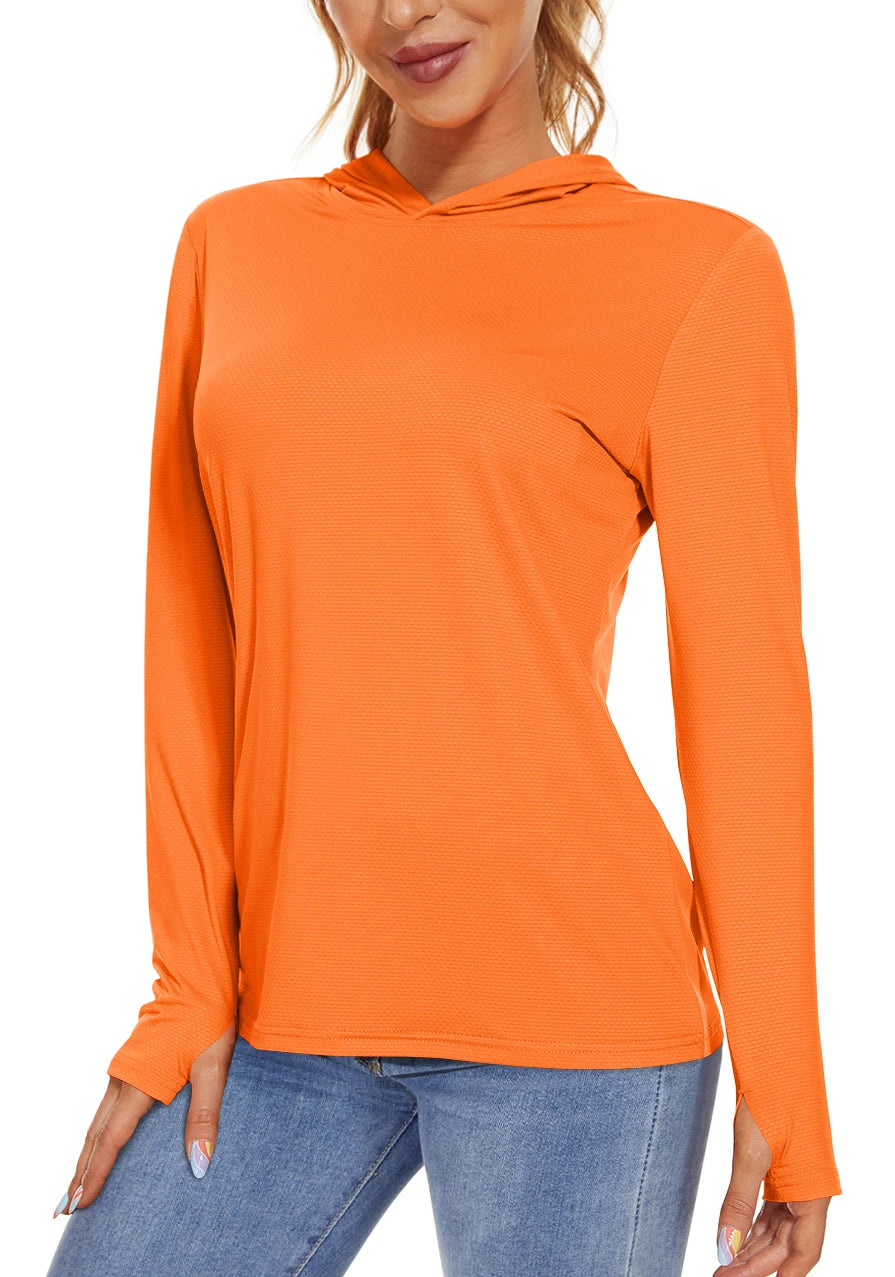 TACVASEN UPF 50+ UV/Sun Protection Outdoor Hooded T-shirt Women's Long Sleeve Hoodie Shirt Fishing Hiking Tee Shirts Pullover