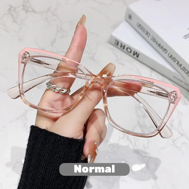 Transparent Frame Photochromic Multifocal Reading Glasses for Women Men Fashion Progressive Anti Blue Light Presbyopia Glasses