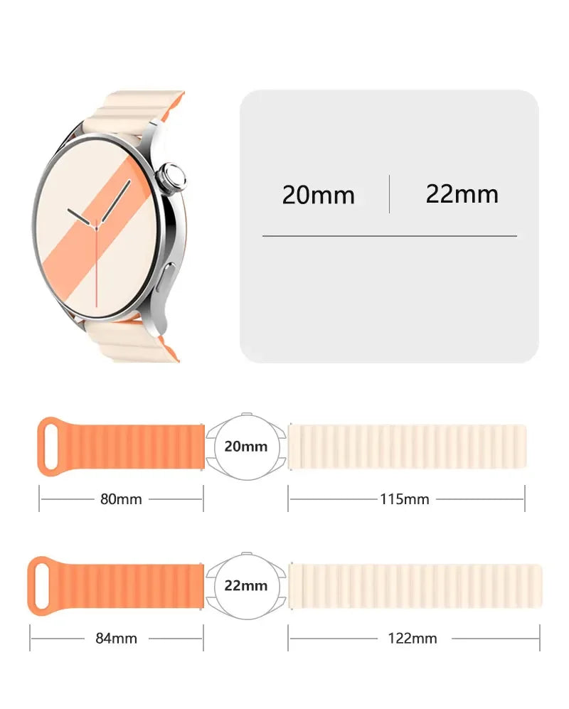20mm 22mm Magnetic Loop band For Samsung Galaxy watch 6/5 pro/4/Classic/active 2 Silicone link bracelet huawei GT 2-2e 3-4 strap