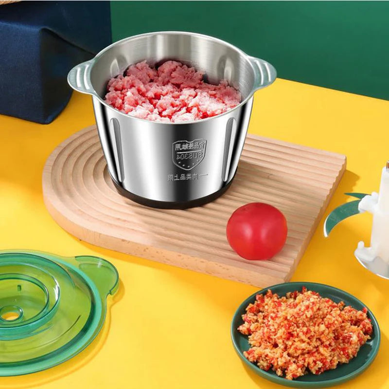 2L Electric Meat Grain Food Processor Chopper Stainless Steel Kitchen Machines Vegetable Chopper Slicer Machine Home Grinder