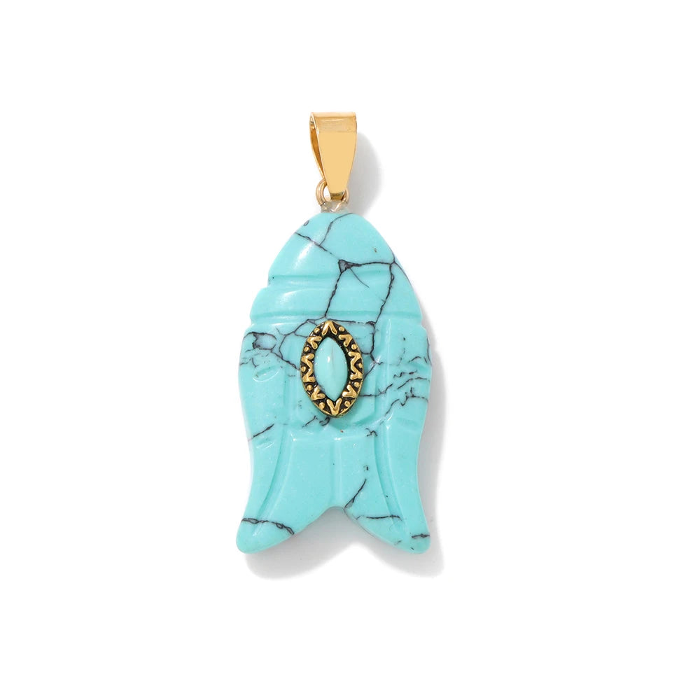 Fatima Hamsa Hand Evil Eye Pendant Lapis Lazuli Amethysts Rose Quart Natural Stone Charm For Making Necklace Bracelet Accessorie