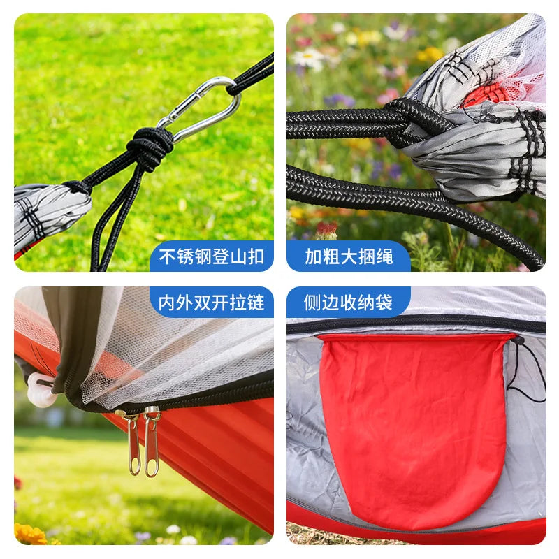 Outdoor Hammock with Built-in Mosquito Net, Portable Hanging Bed for Camping Leisure Travel