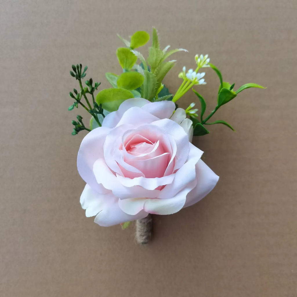 Corsage Men Wedding Rustic Boutonniere White Bridal Wrist Corsage Bridesmaid Groomsmen Party Meeting Personal Decorations