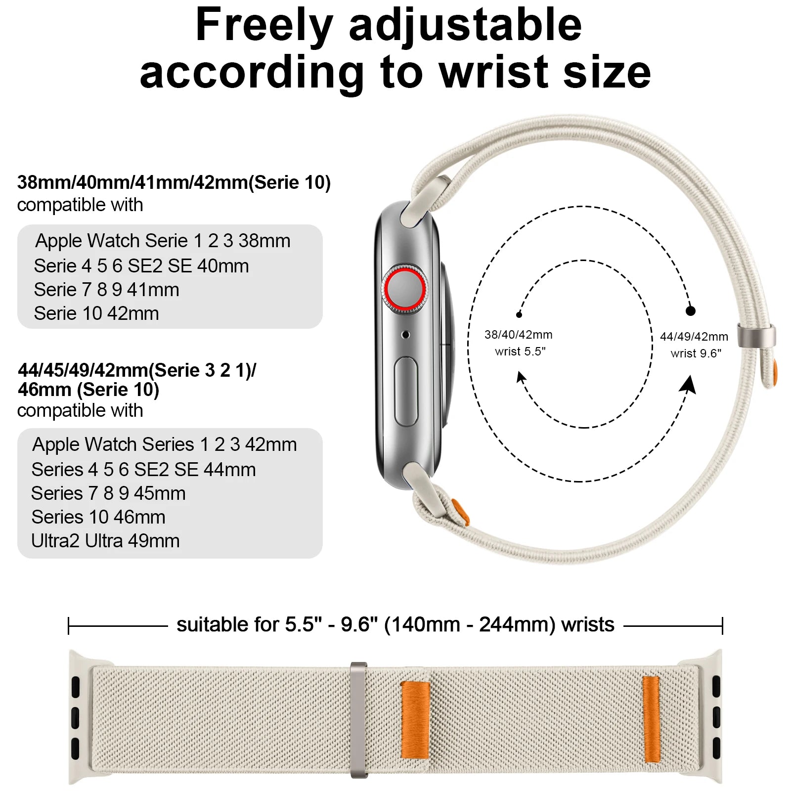 Elastic Nylon Loop Strap for Apple Watch Ultra 10 9 8 7 6 5 4 3 Band Bracelet for IWatch 49mm 45mm 41mm 38mm 42mm 40mm 44mm 46mm